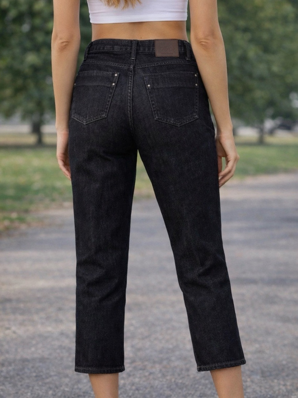 Gucci Black Cropped Straight-Leg Mid-rise Jeans IT44 Size 8 100% Cotton Like New